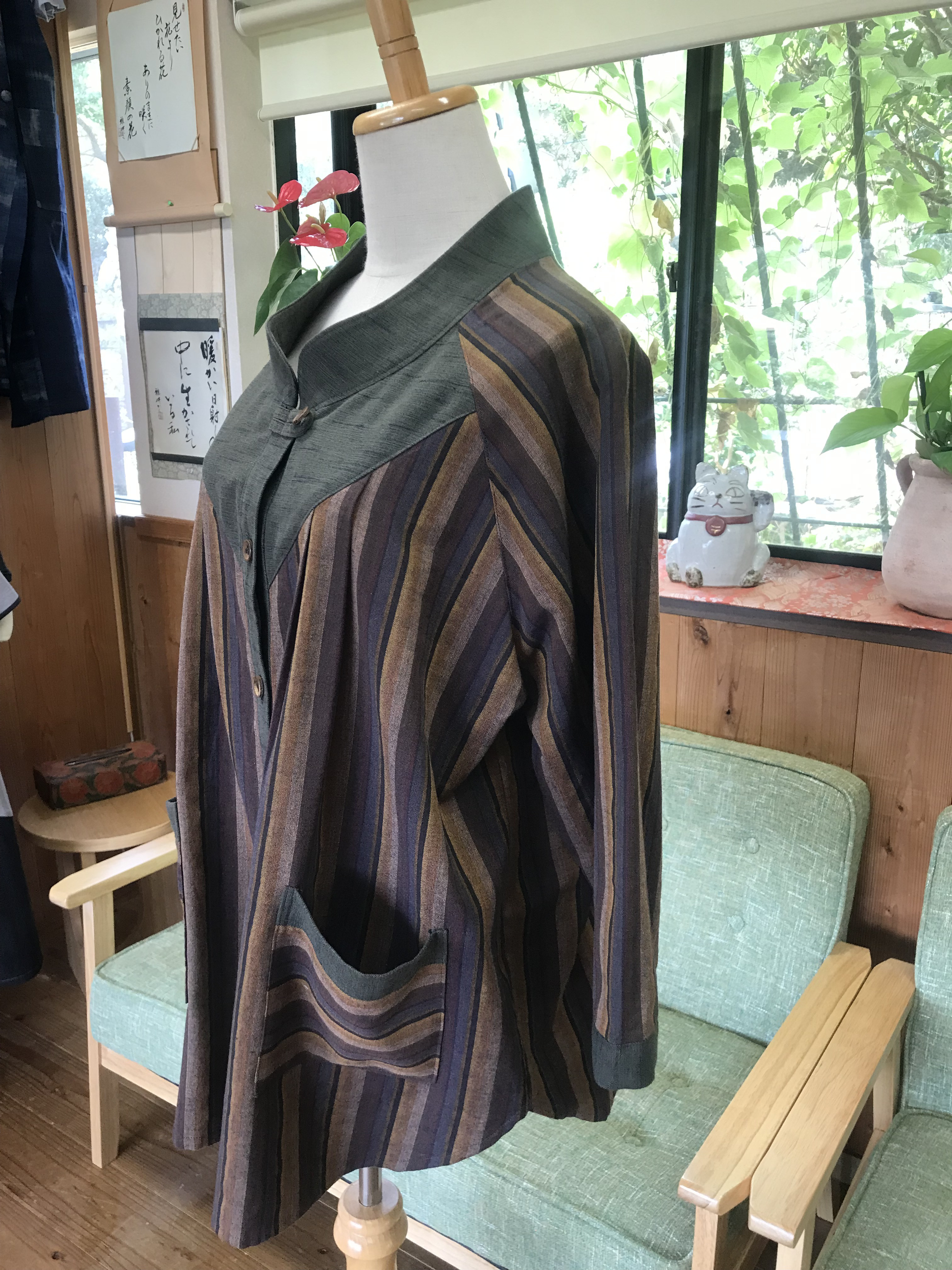 久留米絣縞柄のジャケット