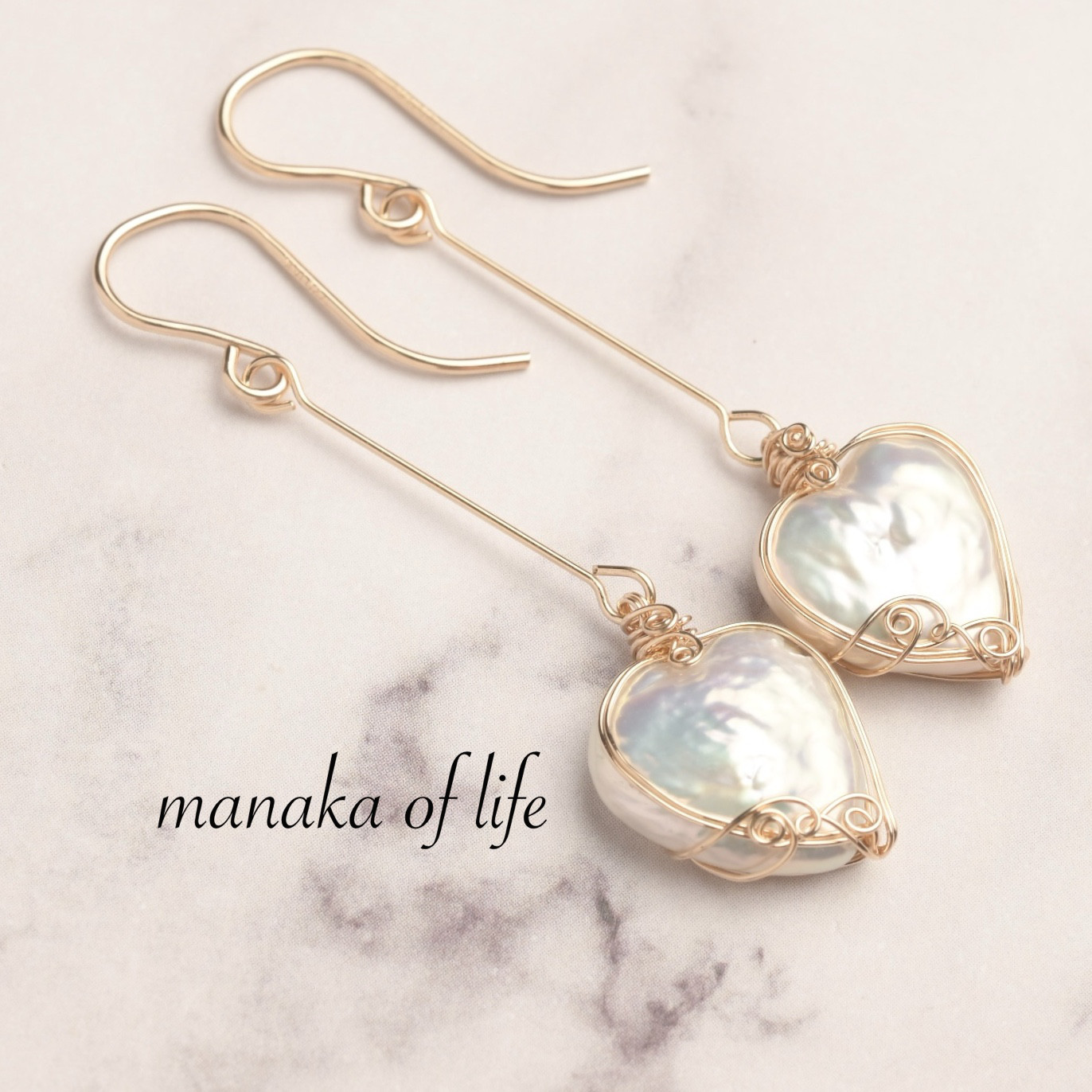 淡水真珠 淡水パール ピアス  ワイヤーラッピング  14kgf 送料無料でお届けします