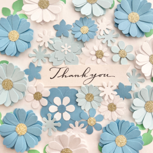 ブルーホワイト ペーパーフラワークラフトパンチ 色紙アルバム素材退職