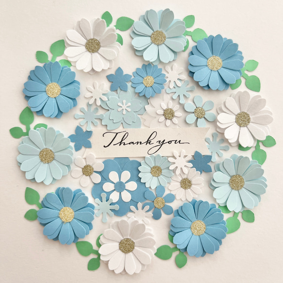 ブルーホワイト ペーパーフラワークラフトパンチ 色紙アルバム素材退職