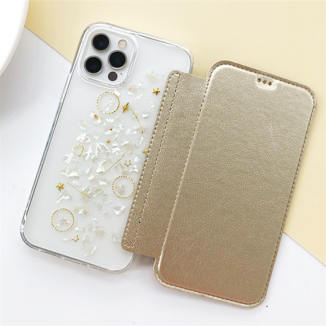 【貝殻】5色から選択 手帳型スマホケース iPhone17Pro・16e・15Pro・14Pro・SE・12