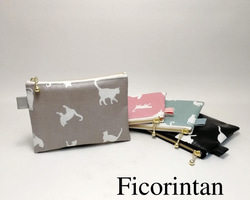 ミニポーチ　猫シルエット柄　種類選べる　ラミネート　カード入れ / 小物入れ【受注製作】