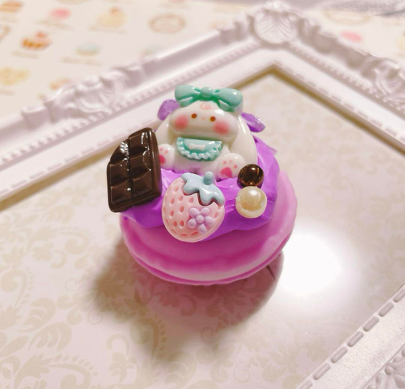 垂れ耳うさぎちゃんとチョコといちごのホイップデコ マカロンケース