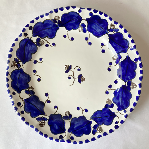 丸皿26cm GEO052 BLUEシリーズ マヨリカ焼き イタリア陶器 大皿 丸皿26cm GEO052 BLUEシリーズ マヨリカ焼き イタリア陶器 大皿