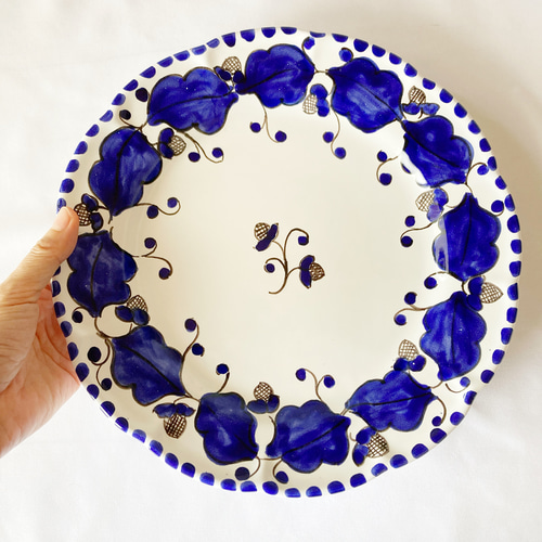 丸皿26cm GEO052 BLUEシリーズ マヨリカ焼き イタリア陶器 大皿 丸皿26cm GEO052 BLUEシリーズ マヨリカ焼き イタリア陶器 大皿