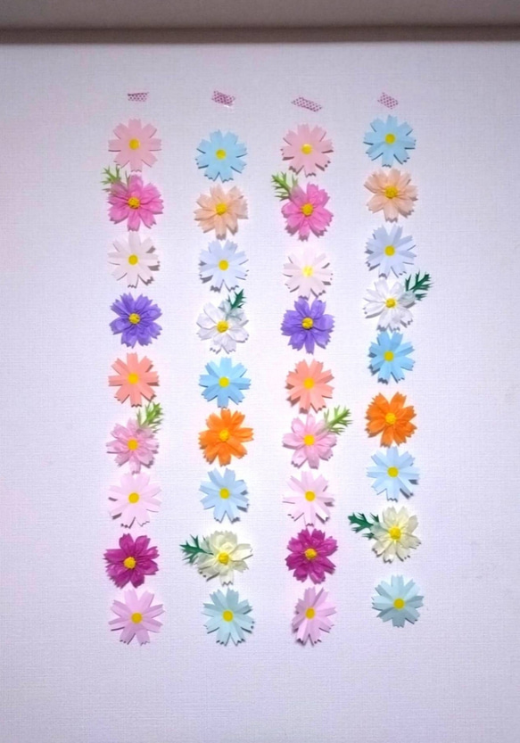 ☆両面☆秋・コスモス・秋桜・吊るし飾り・お花紙・・折り紙・壁面飾り