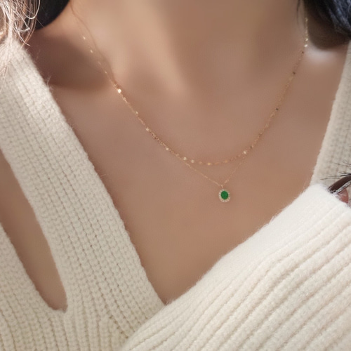 エメラルド2連ネックレスk18 ネックレス・ペンダント パール大好き  