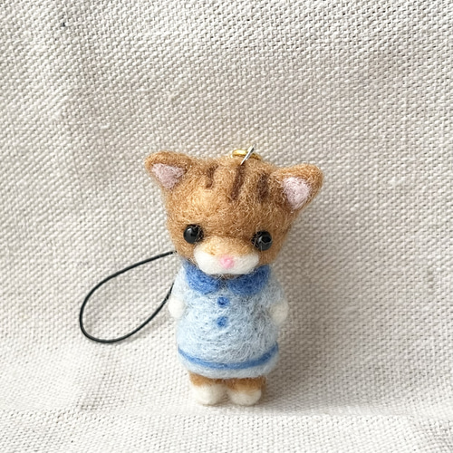 茶トラ猫ちゃんのストラップ 羊毛フェルト 〜受注制作〜 バッグ  
