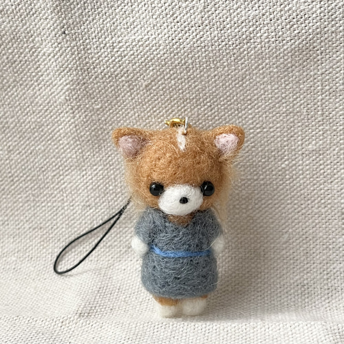 チワワちゃんのストラップ 羊毛フェルト 〜受注制作〜 バッグチャーム 