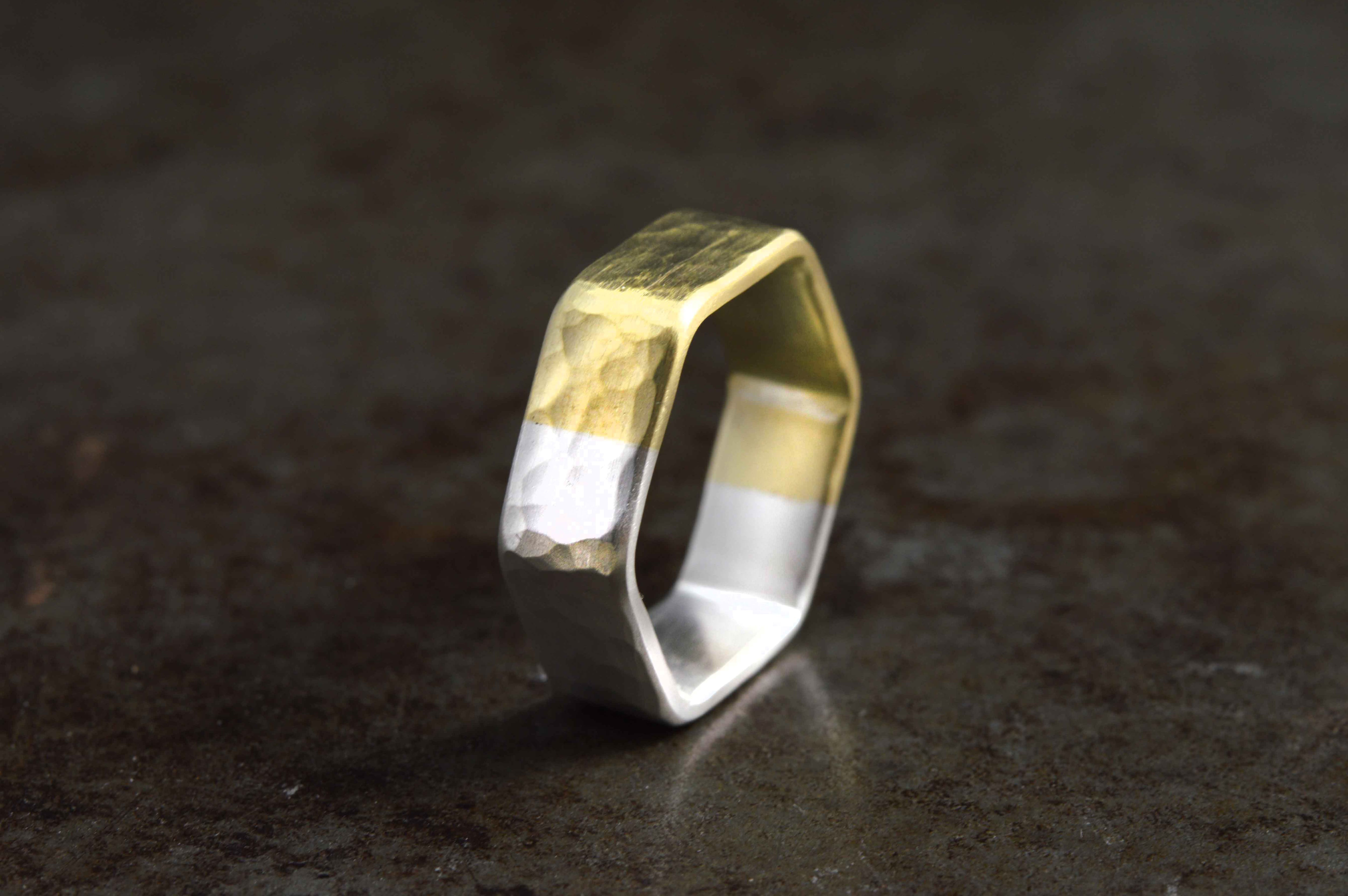 シルバー真鍮 / 交リング 平六角6mm［silver brass］
