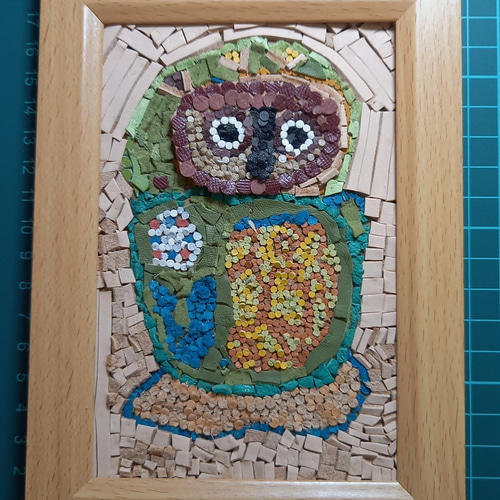 フクロウの貼り絵 フクロウの貼り絵