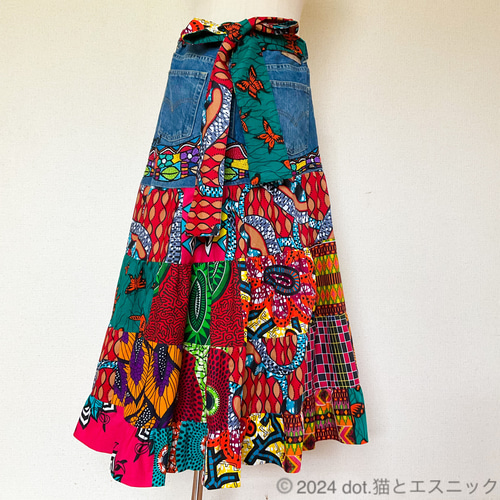 REMAKE☆ デニムリメイク ロングスカート フリル 刺繍 REMAKE☆ デニムリメイク ロングスカート フリル 刺繍 - メルカリ