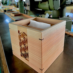 ＊ハーフサイズ ティッシュBOX　組子細工ver.＊ティッシュケース　秋田杉　ウォールナット 5枚目の画像