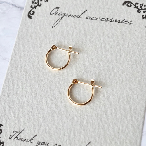 K18】つけっぱなしOK 小さいフープピアス 10mm 18金 金属