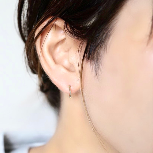 K18】つけっぱなしOK 小さめフープピアス 10mm 18金 金属