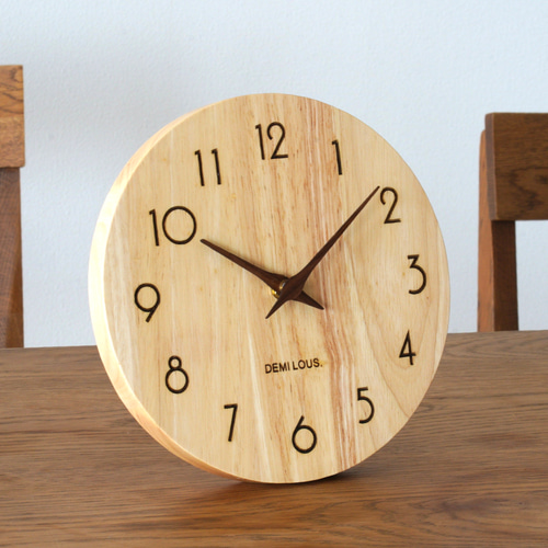 木製 掛け時計 置き時計 22cm 掛け置き兼用 静音 ナチュラル 掛け時計