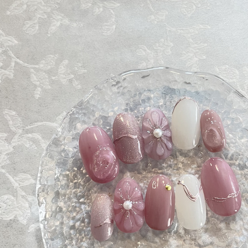 まっつん　ニュアンスネイル　ぷっくりフラワー　花　大人　成人式 大人気ぷっくりフラワー[送料無料]＊予備チップ付き♡＊お花