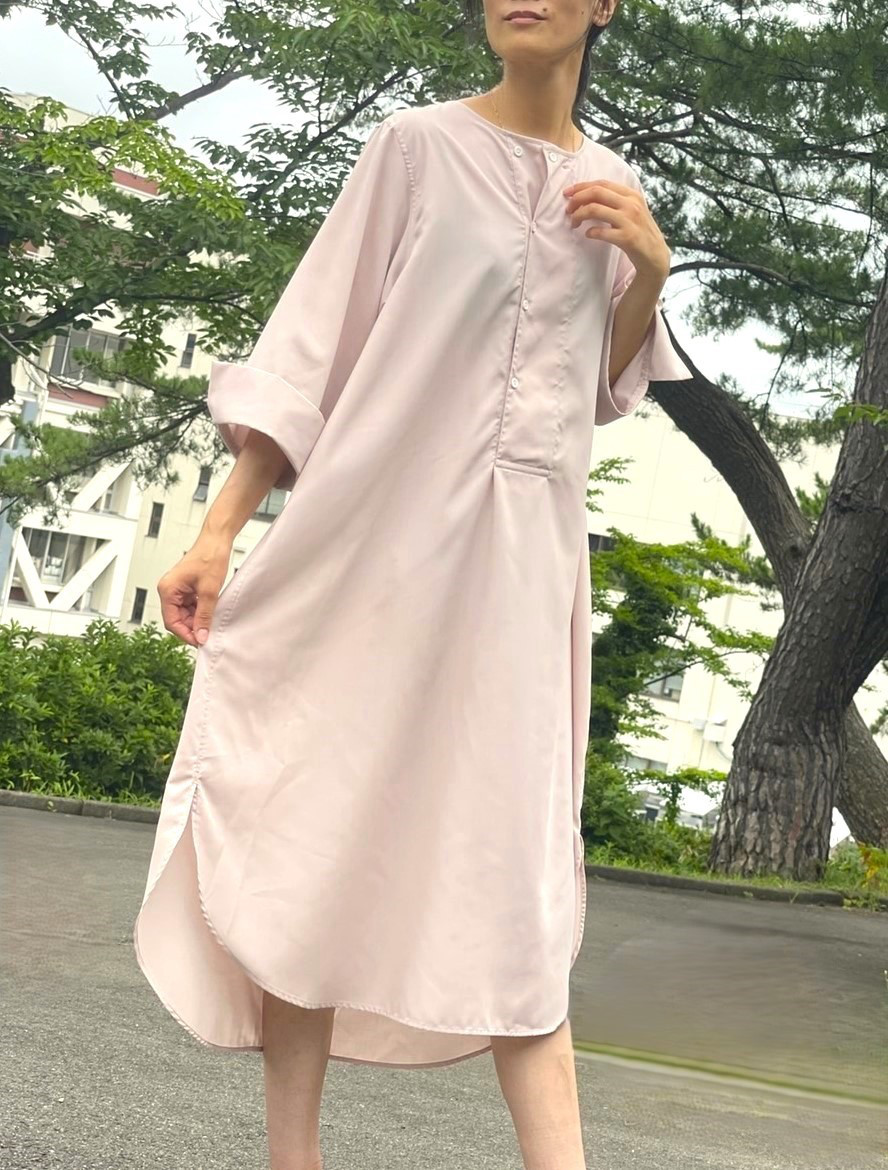 19AW 3 マキシ丈 長袖 ワンピース ピンク 【美品】プリーツプリーズ L