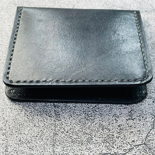 手縫】キャッシュレス派黒ブラック色レシート用本革ケース（58㎜から80