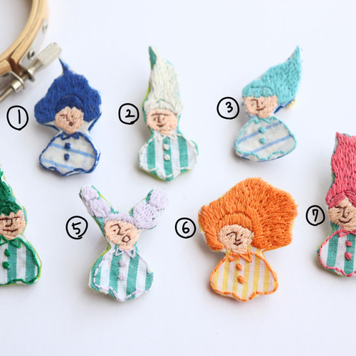 おしゃれをたのしもう！個性的でカラフルな手刺繍ブローチ(⑤〜⑦