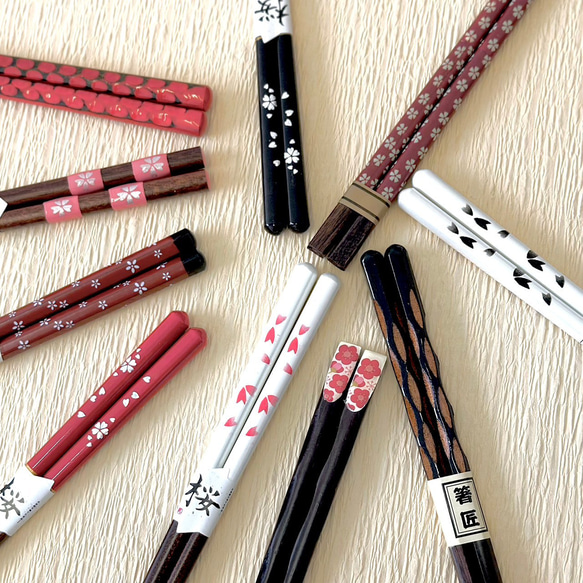 Creema限定新春福袋〈梅〉 箸 5膳 福袋 セット 天然木製 お箸 天然木 カフェ カトラリー 持ちやすい 和風 5枚目の画像