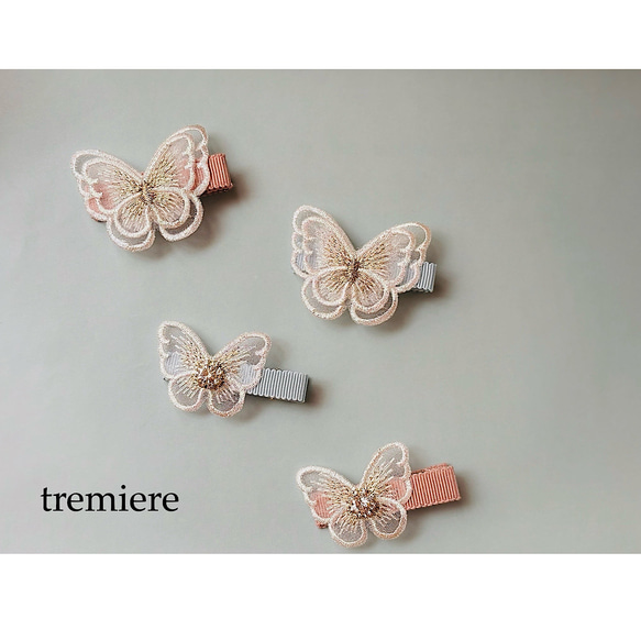 トマト　ちょうちょ　ヘアピン　リバティ　キッズアクセサリー　バタフライ トマト様専用 ちょうちょ ヘアピン リバティ キッズアクセサリー