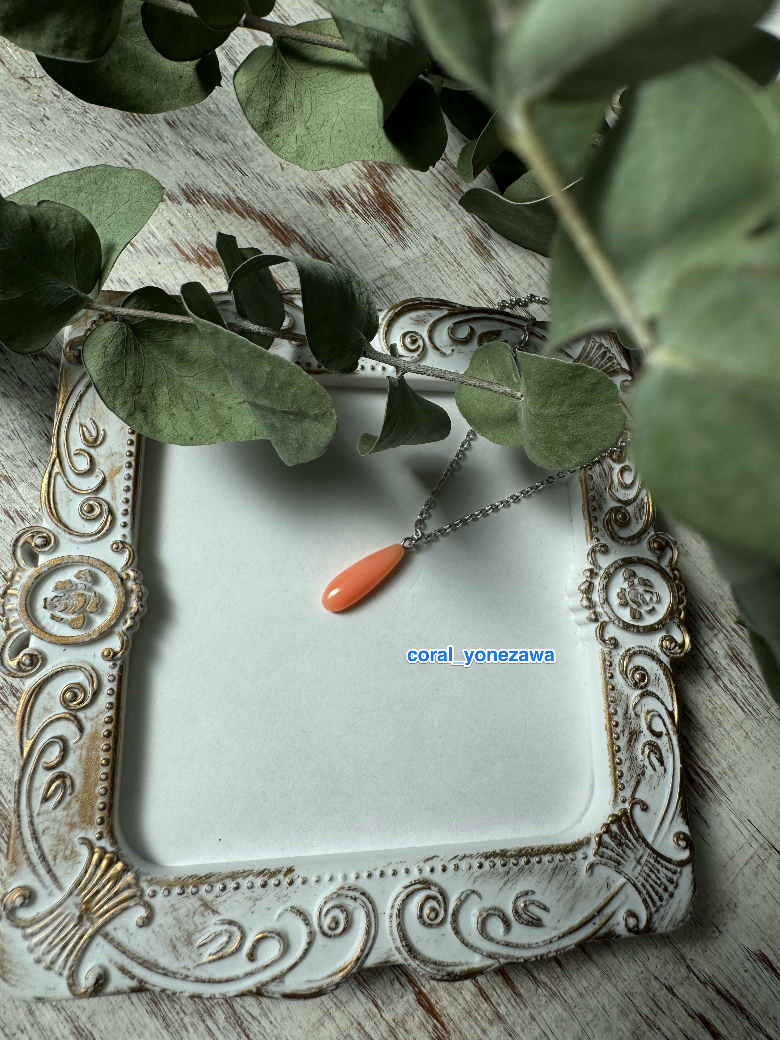 “深海の宝石　珊瑚”  稀有な均等カラーの珊瑚ペンダント　アジャスター付き