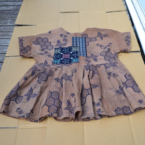 柿渋染めチェニック 柿渋染め浴衣反物 チュニック J-103 チュニック アトリエ 明