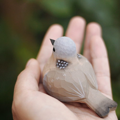 太った小鳥 木彫りの小鳥 珠颈の鳩 野鸽 手作り実木デスクトップ飾り