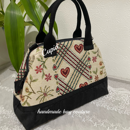 Y様オーダー品！オランダゴブラン織りハートとお花柄 カパッと開閉軽量  