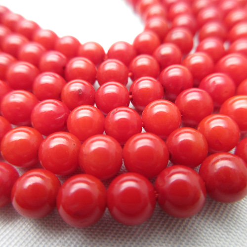 レッドコーラル(珊瑚)】/玉size(約4㎜)/1set(40玉)/やく除け/家庭円満