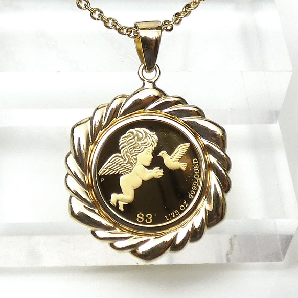 純金コインペンダント ツバルエンジェル 1/25oz 999.9FINE GOLD