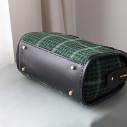 羊毛 x 皮革拼接 真皮手工雙拉鍊波士頓迷你包 第6張的照片