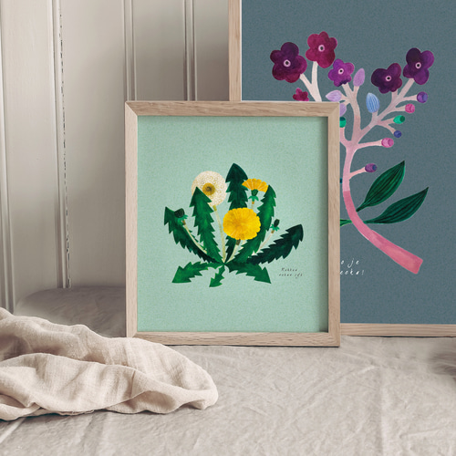 絵本の世界/たんぽぽ》インテリアポスター 272×242mm ※色紙サイズ (A4