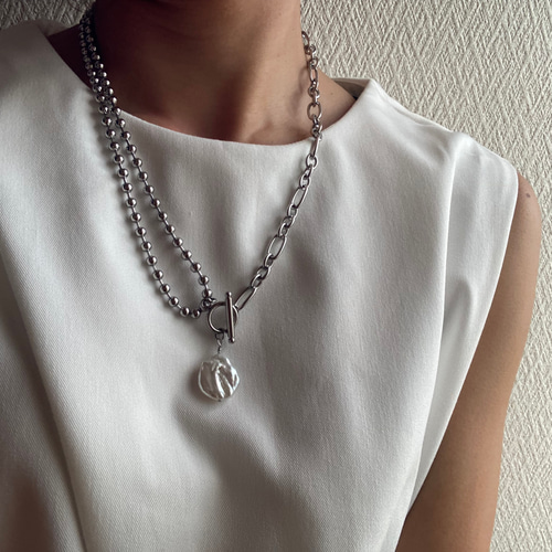 ー3way mix chain×pearlー サージカルステンレス チェーン ー3way mix chain×pearlー サージカルステンレス チェーン