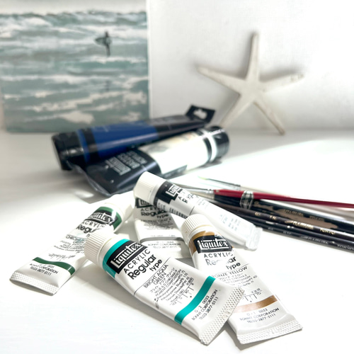 ☆原画☆ 10月の海 アクリル絵の具 F3キャンバス 送料無料 絵画 Marine