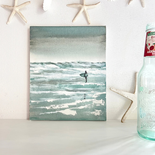 ☆原画☆ 10月の海 アクリル絵の具 F3キャンバス 送料無料 絵画