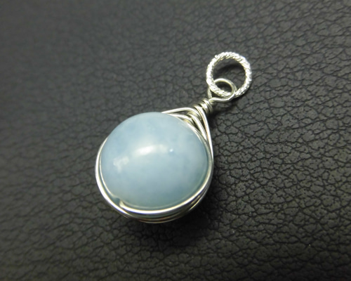 Silver925】ワイヤーラッピングアクアマリンの華やかなペンダント