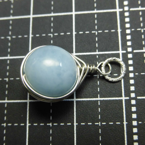 Silver925】ワイヤーラッピングアクアマリンの華やかなペンダント