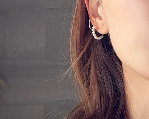 1516.再販　限定◇シンプル　粒々　オーナメント揺れる　イヤーカフ2個セット 800133c3fc501bc0cff77d855005d6