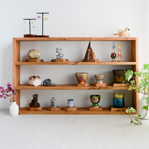 クルミの木の棚 3段 ディスプレイ 展示 イベント 棚・シェルフ・ラック