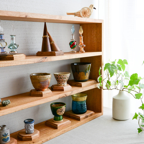 クルミの木の棚 3段 ディスプレイ 展示 イベント 棚・シェルフ・ラック