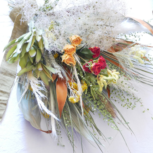 ドライフラワーブーケ風スワッグ　スワッグ  北海道の春空と夕日 ドライフラワーブーケ風スワッグスワッグ 北海道の春空と夕日