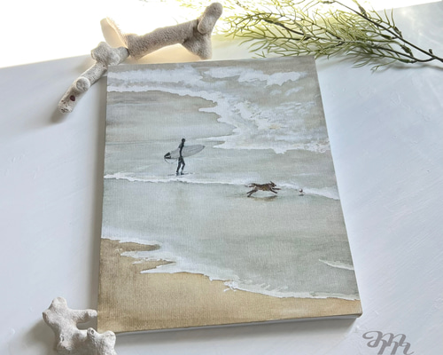 ☆原画☆ 9月の海 アクリル絵の具 F3キャンバス 送料無料 絵画