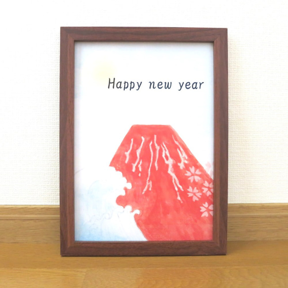 日本画ポスター】赤富士と波と桜 壁掛け インテリア インテリアアート