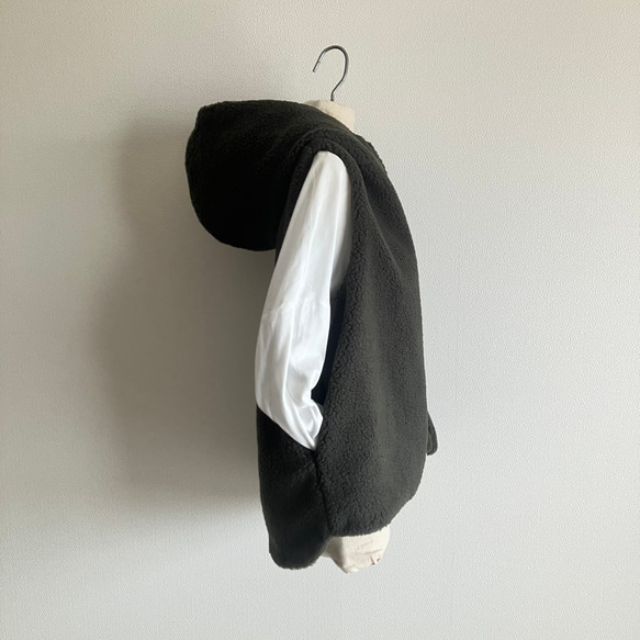 ボア×フリース　フードベスト　ビオトープフォレストグリーン　限定3着 M1437404583(10985円)