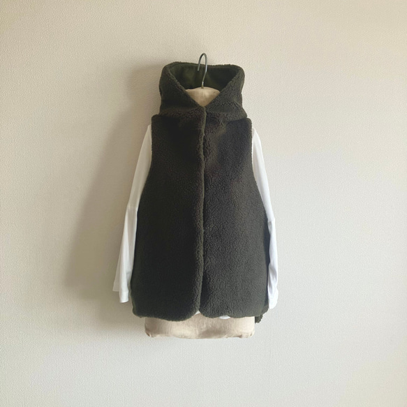 ボア×フリース　フードベスト　ビオトープフォレストグリーン　限定3着 M1437404583(10985円)