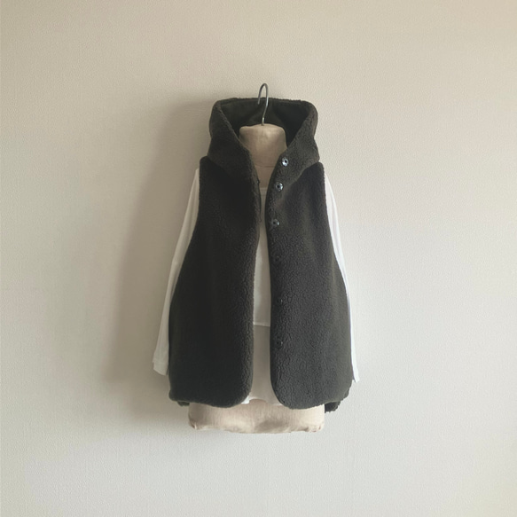 ボア×フリース　フードベスト　ビオトープフォレストグリーン　限定3着 M1437404583(10985円)