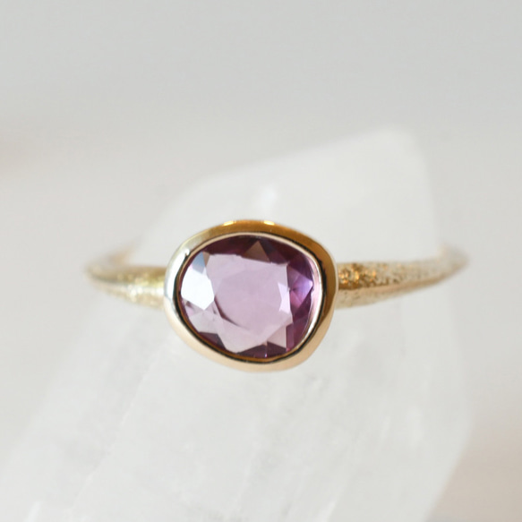 ピンクサファイア　リング　指輪　ローズカット　K10 K10 ローズカットのピンクサファイアのリング【1点もの】 指輪・リング