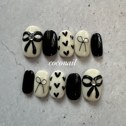 モノトーンハート ネイルチップ 3faed411f960c04c62cba25875f25c